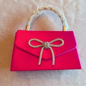 💯 new hot pink satin evening bag